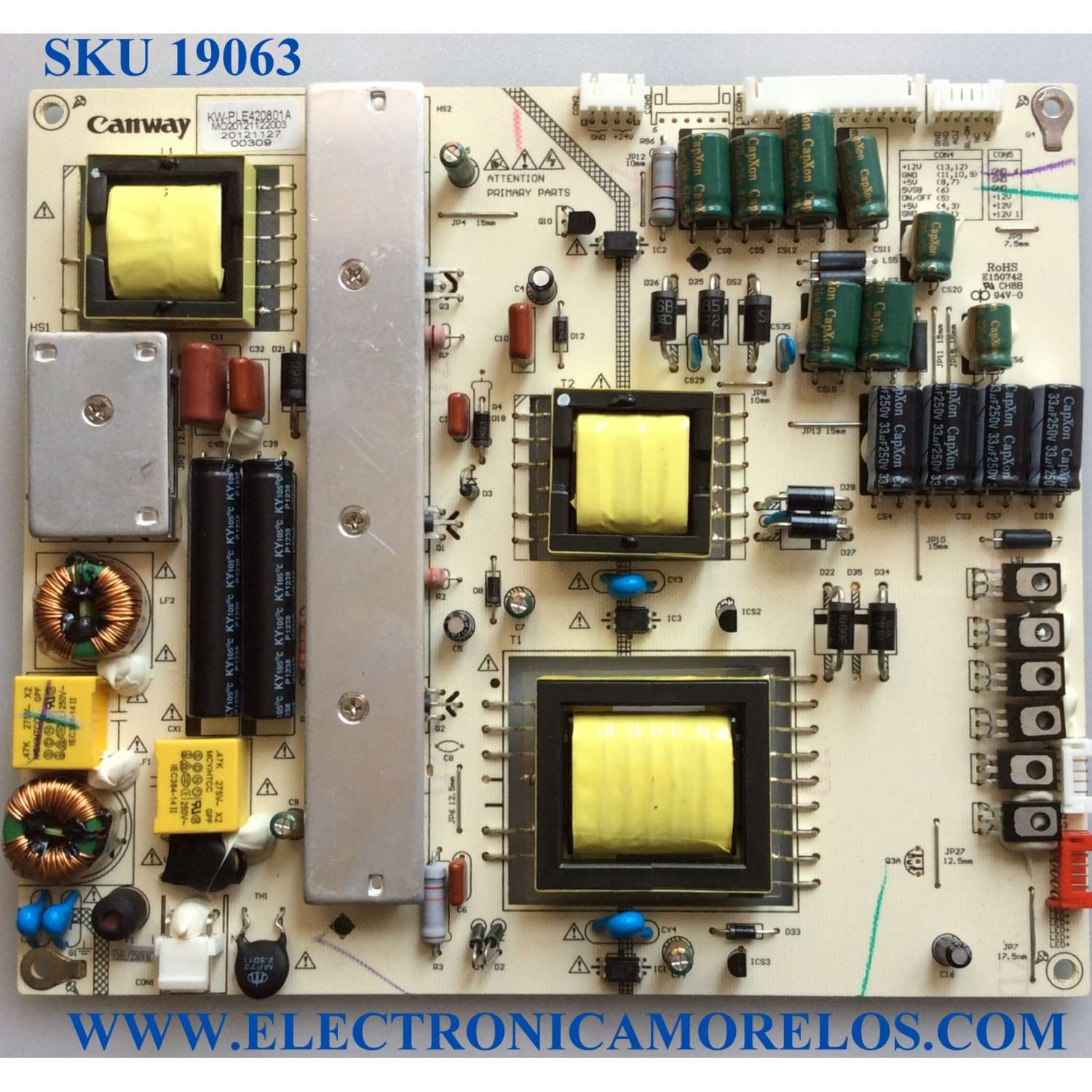 FUENTE DE PODER / HISENSE KW-PLE420801A / MO20121122003 / 20121127 / E150742 / MODELO 65H8608